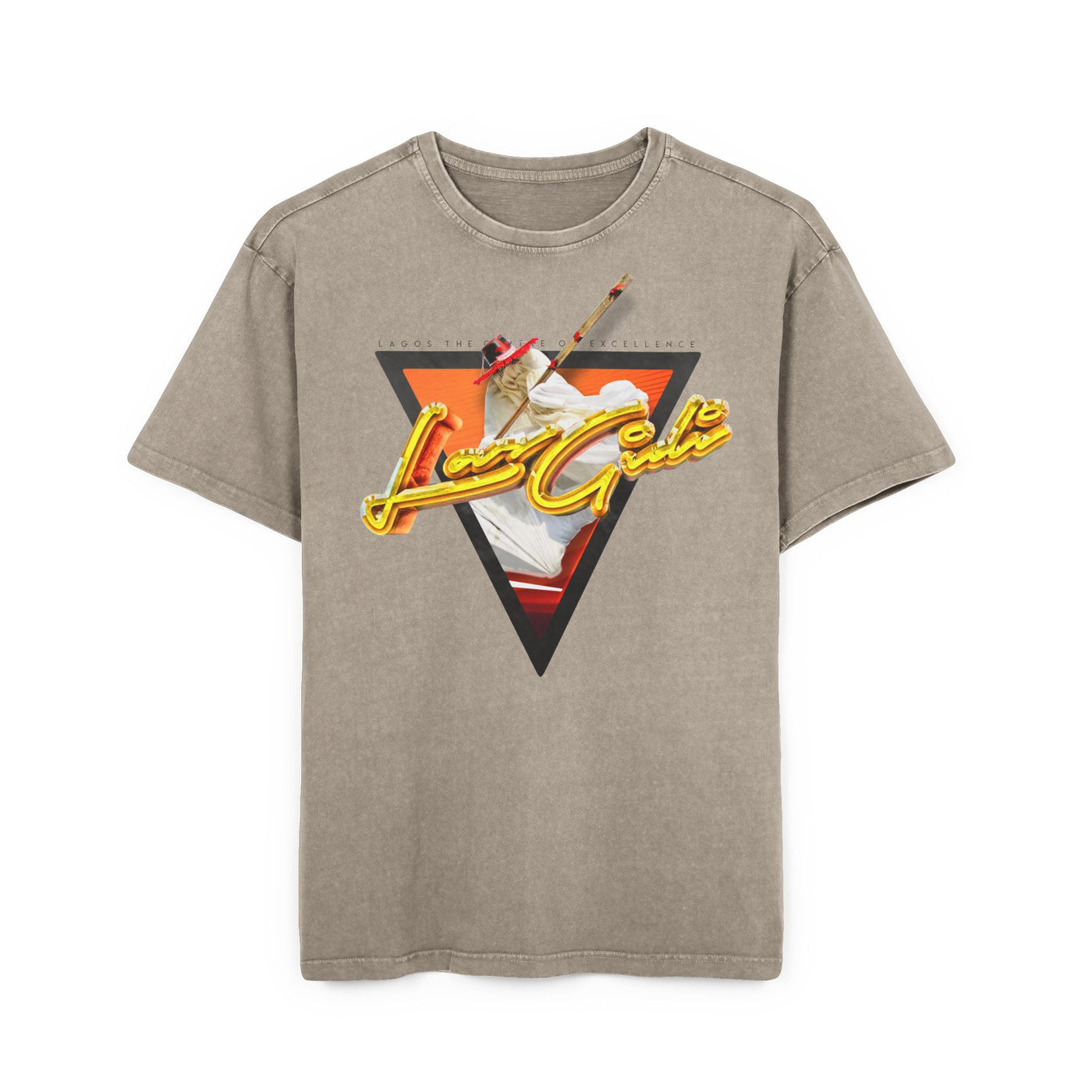 Men's acid washed oversized tee featuring a vintage graphic design in a relaxed fit.