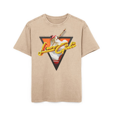 Men's acid washed oversized tee in beige with graphic design, perfect for casual style and comfort.