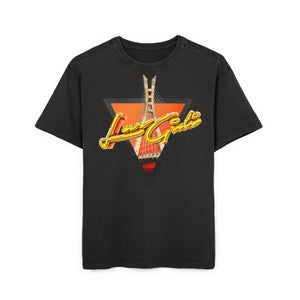 mens acid washed oversized tee featuring graphic design with a tower and vibrant colors on a black background.