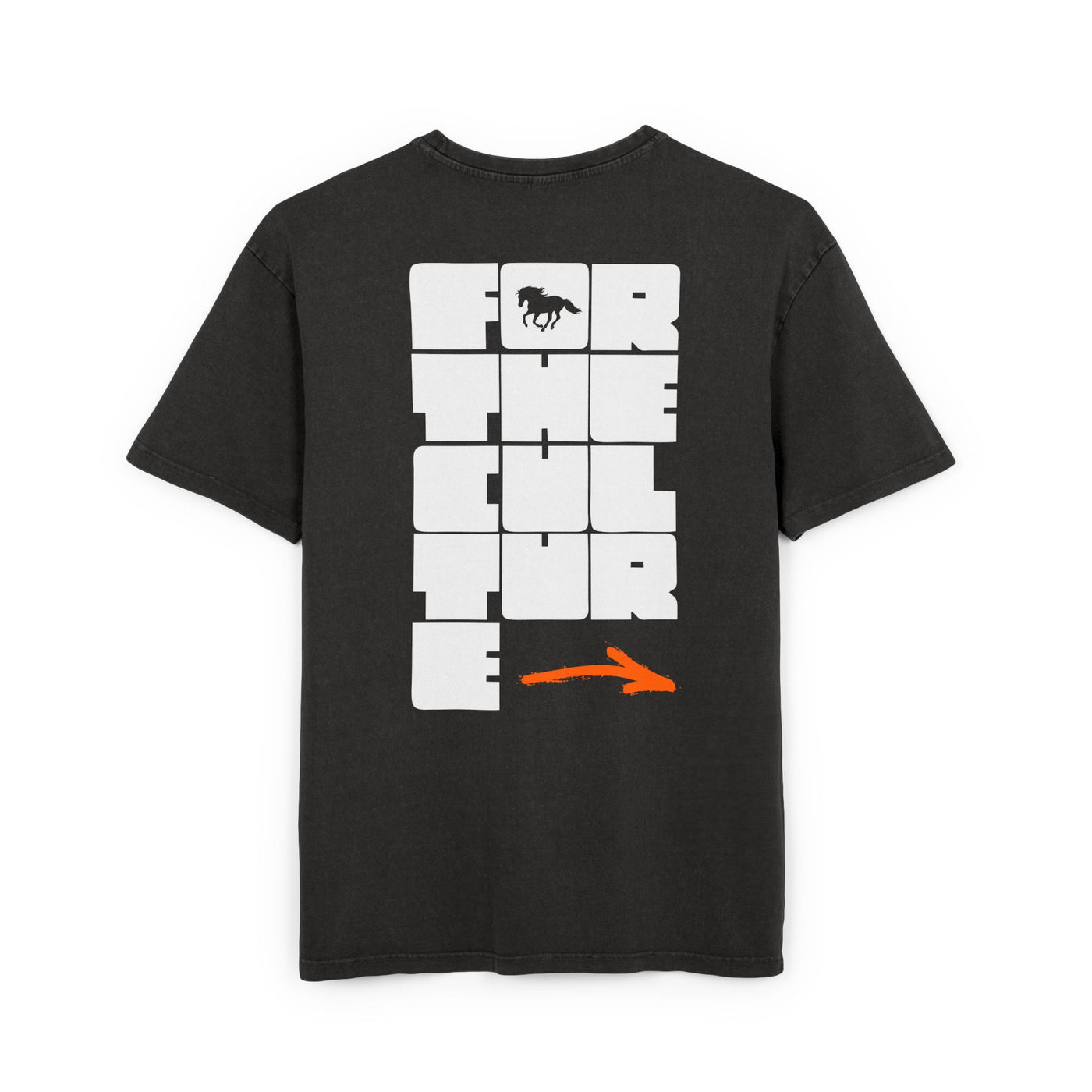 Men's black acid washed oversized tee with vintage graphic design and relaxed fit.